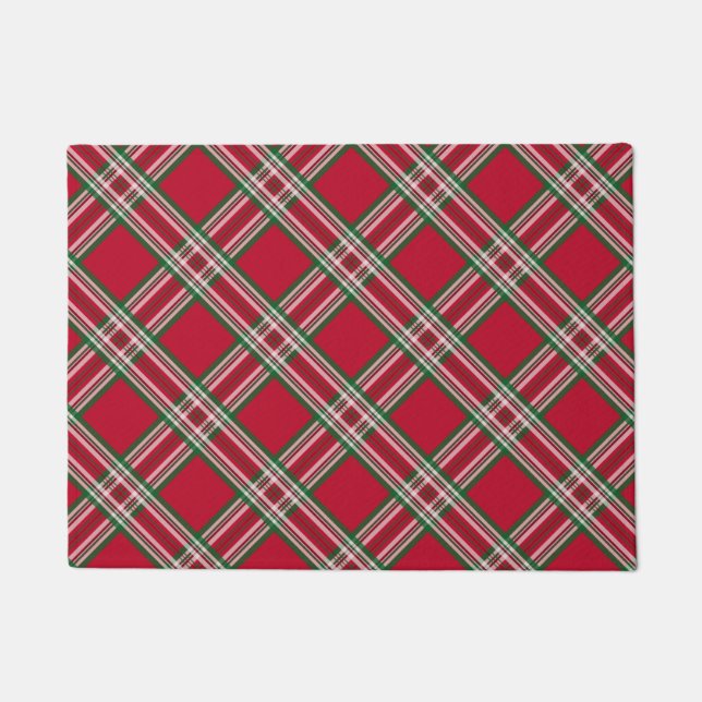 Tapete de Natal Xadrez Vermelho (Frente)