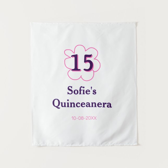 Tapete De Parede 15º aniversário de quinceanera feliz aniversário r (Frente)