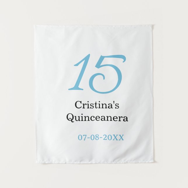 Tapete De Parede 15th quinceanera birthday blue black bold letter n (Frente)