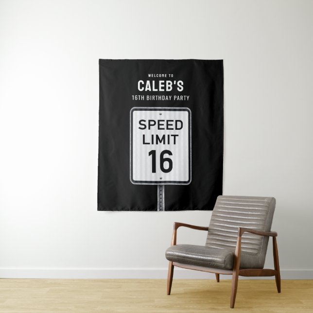 Tapete De Parede 16th Birthday Speed Limit Backdrop (In Situ)