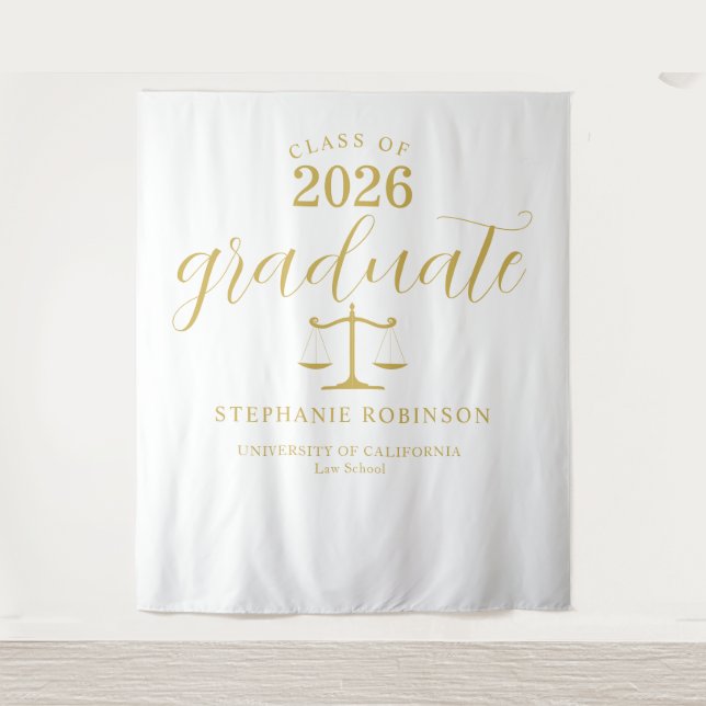 Tapete De Parede 2026 Gold Graduate Law School Graduation Backdrop (Frente)