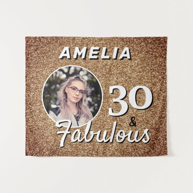 Tapete De Parede 30 e Fabulosa Foto de aniversário de 30 anos Glitt (Frente (Horizontal))
