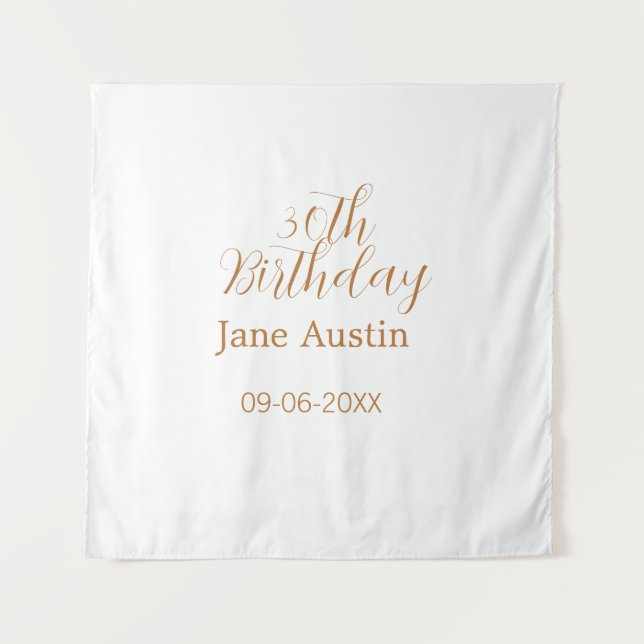 Tapete De Parede 30th birthday copper brown simple stylish name dat (Frente)