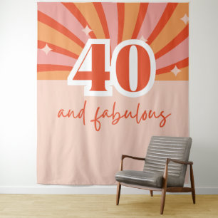 Tapete De Parede "40 e fabuloso", faixa de festa de aniversário ret