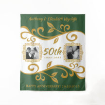 50º Aniversário de Casamento Suas Fotos Verde Dour