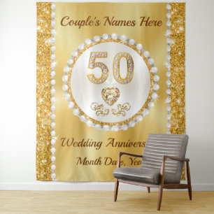 Tapete De Parede 50º, Fundo do Ouro Casamento de Aniversário, 5 TAM