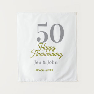 Tapete De Parede 50º nome data feliz aniversário prata ouro data