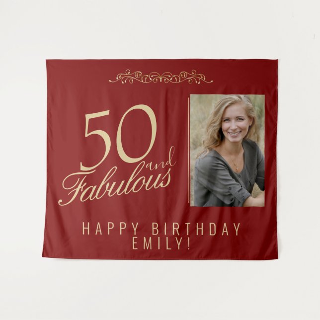 Tapete De Parede 50 and Fabulous 50th Birthday Photo Backdrop (Frente (Horizontal))