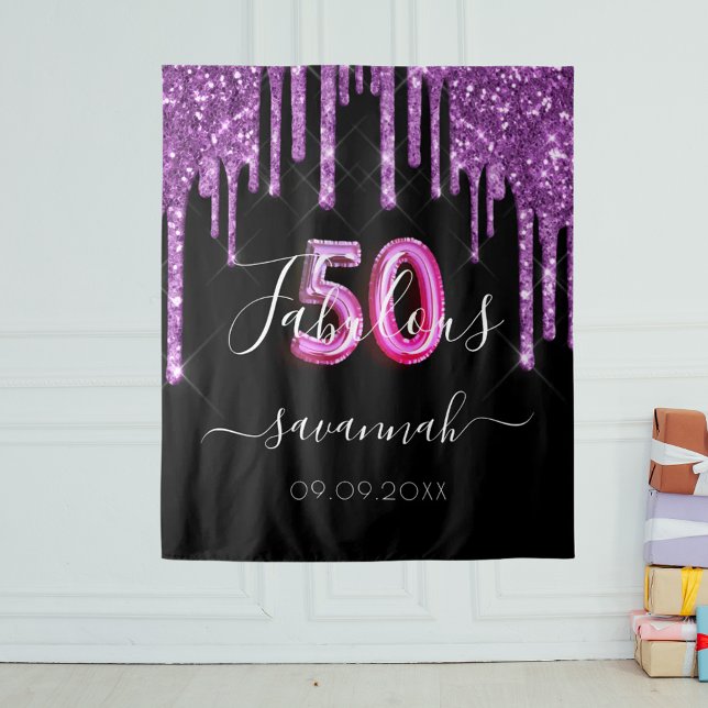 Tapete De Parede 50 Brilhante preto roxo de aniversário fabuloso (Criador carregado)