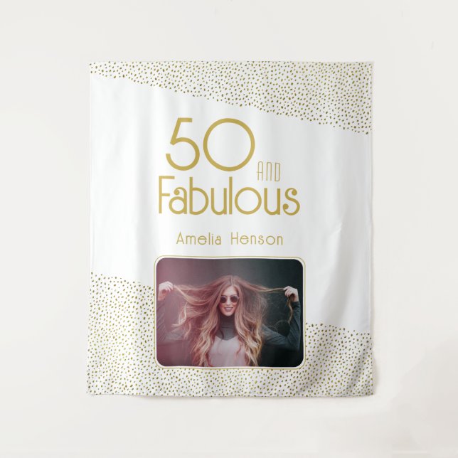 Tapete De Parede 50 e Fabuloso Brilho Dourado 50º Aniversário Foto  (Frente)