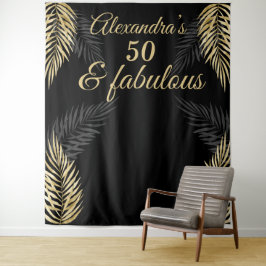Tapete De Parede 50 palmas pretas e douradas fabulosas de aniversár