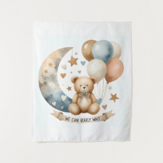 Tapete De Parede 50" X 60" Tapestry Neutral Teddy Gender Reveal