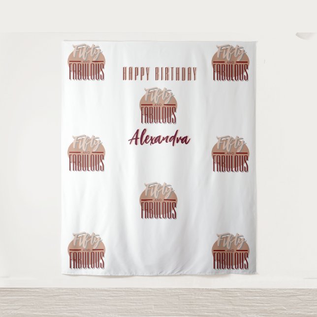 Tapete De Parede 50th Happy Birthday Photobooth Backdrop (Frente)