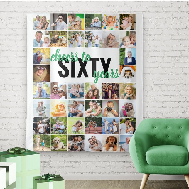 Tapete De Parede 60º Aniversário Alega 60 anos 40 Foto Colagem (Criador carregado)