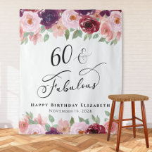 60 Aniversário Fabuloso com Aquarela Floral