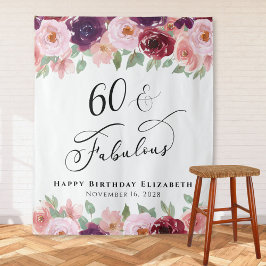 Tapete De Parede 60 Aniversário Fabuloso com Aquarela Floral