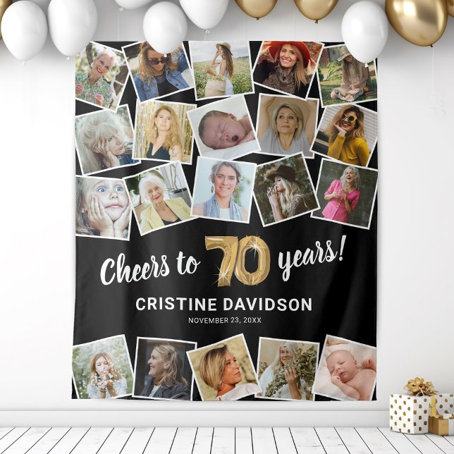 Tapete De Parede 70 Birthday Multi Photo Backdrop (Criador carregado)