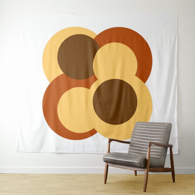 Tapete De Parede 70s Abstract Geometric Circular Shapes (In Situ (Horizontal))