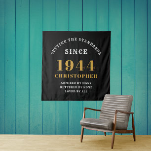Tapete De Parede 80 Birthday 1944 Chic Dourado Elegante