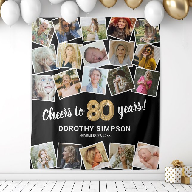 Tapete De Parede 80 Birthday Multi Photo Backdrop (Criador carregado)