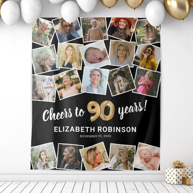 Tapete De Parede 90 Birthday Multi Photo Backdrop (Criador carregado)