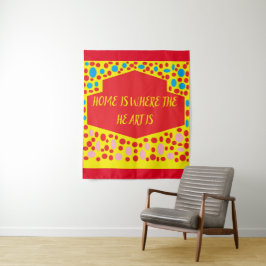 Tapete De Parede A casa é onde o coração está vermelho com verde az