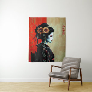 Tapete De Parede A Flor de Geisha – Elegância Japonesa Atemporal