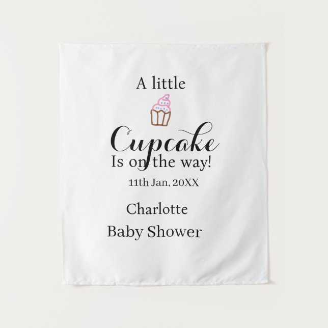 Tapete De Parede A little cupcake is on its way baby shower name da (Frente)