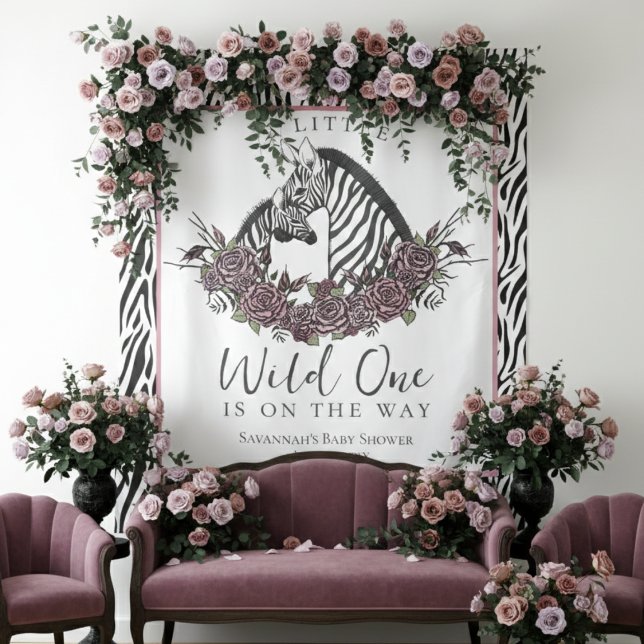 Tapete De Parede A Little Wild One Baby Zebra Print Backdrop (Little Wild One Backdrop for Zebra Safari Baby Shower for Her. Black and White Zebra Stripes & Pink)