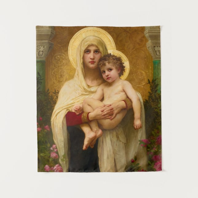 Tapete De Parede A Madona das Rosas de William Bouguereau (Frente)