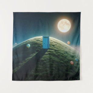 Tapete De Parede A porta debaixo da lua - Arte do Sonho Surreal