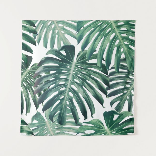 Tapete De Parede A selva tropical deixa um fundo floral (Frente)