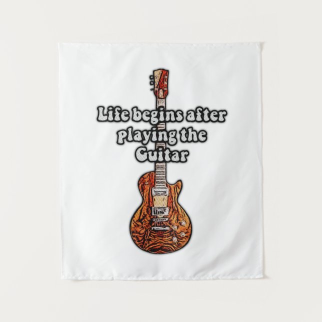 Tapete De Parede A vida começa depois de tocar guitarra. (Frente)