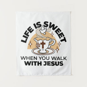 Tapete De Parede A vida é doce com Jesus - Taça Cristã Faith Tea