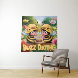 Tapete De Parede Abejas Divertidas y Caprichosas se Enamoran