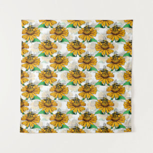 Tapete De Parede Abelha na Design de padrão de flores de girassol