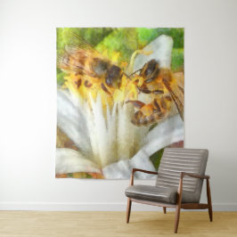 Tapete De Parede Abelhas De Mel Na Arte De Aquarela Com Flor De Lim