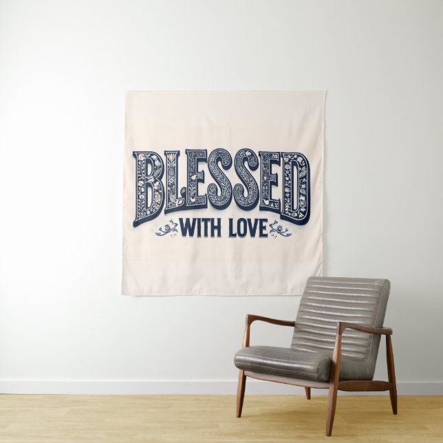 Tapete De Parede Abençoado com o amor (Fundo bege) (In Situ)
