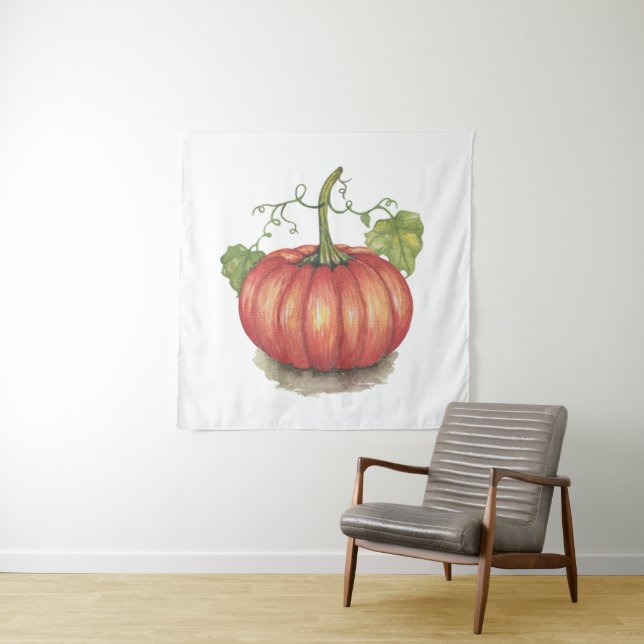 Tapete De Parede Abóbora Cuja Vinha É Em Aquarela (In Situ)