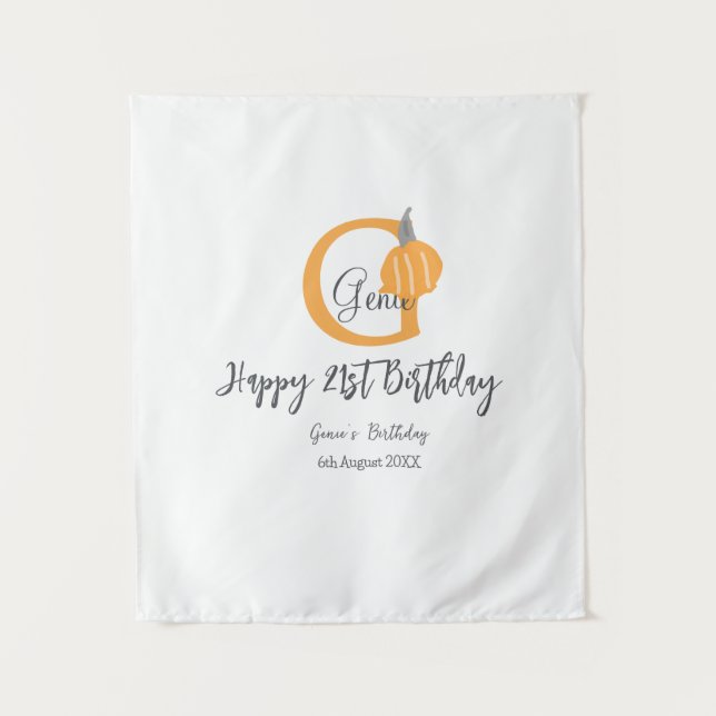 Tapete De Parede Abóbora laranja aniversário outono 21º cinza paste (Frente)