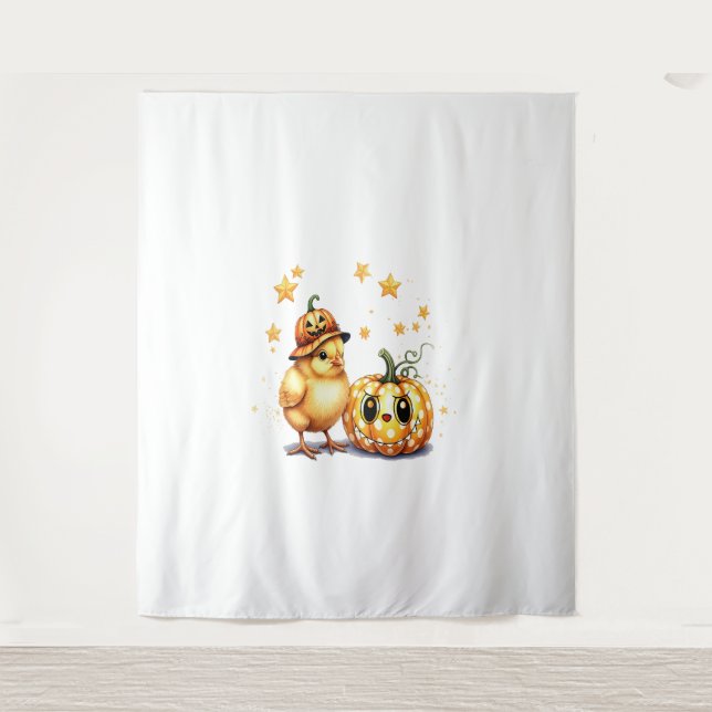 Tapete De Parede Abóbora-Pintinho de Halloween (Frente)