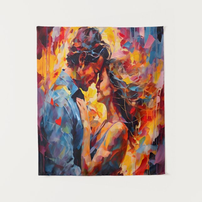 Tapete De Parede Abraço Romântico Expressão Abstrato amor Arte (Frente)