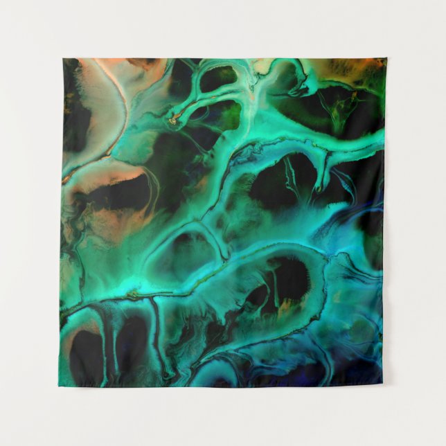 Tapete De Parede Abstract art bright neon painting in violet and pi (Frente)