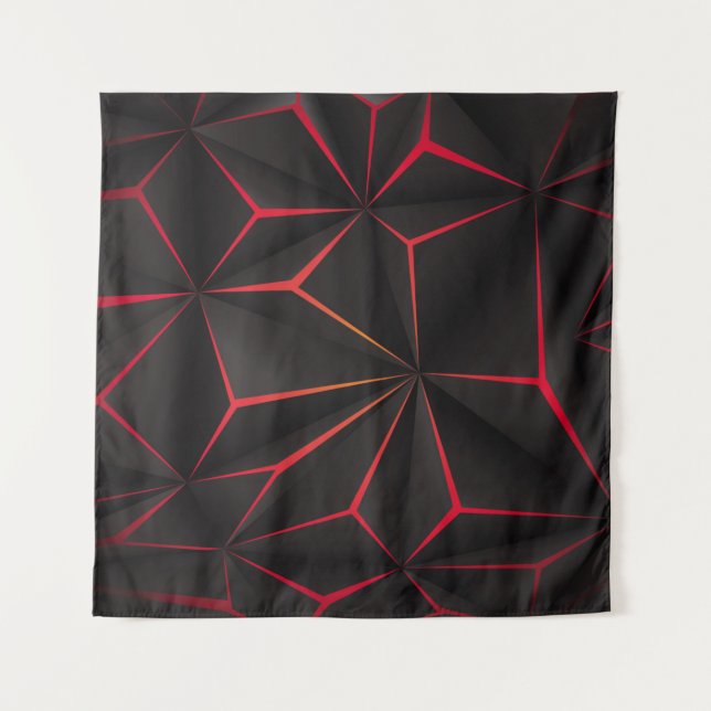 Tapete De Parede Abstract black polygon red light futuristic techno (Frente)