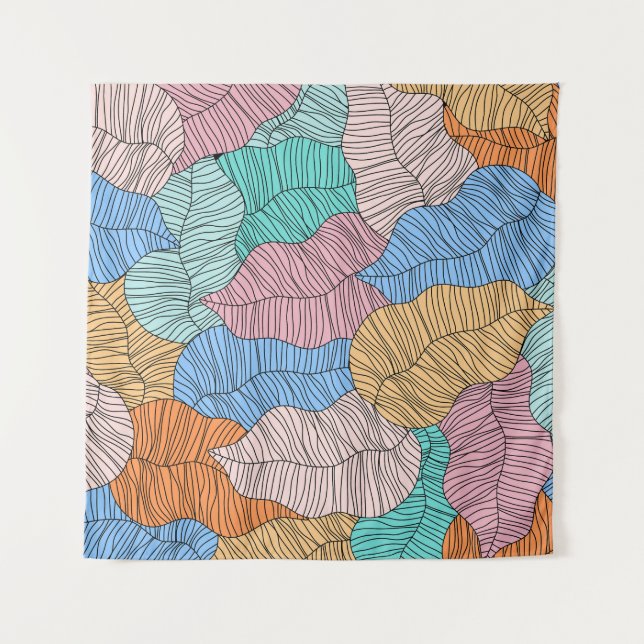 Tapete De Parede Abstract colorful leaf painting design background (Frente)