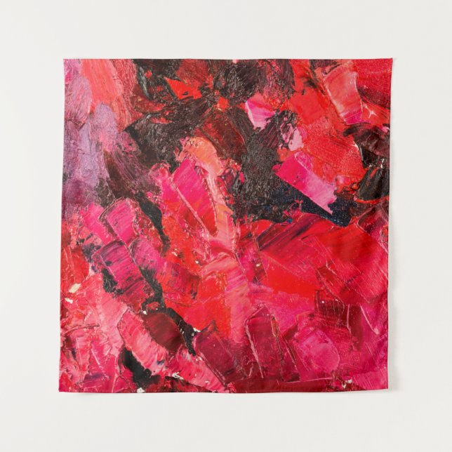 Tapete De Parede Abstract dark red oil painting on canvas. (Frente)