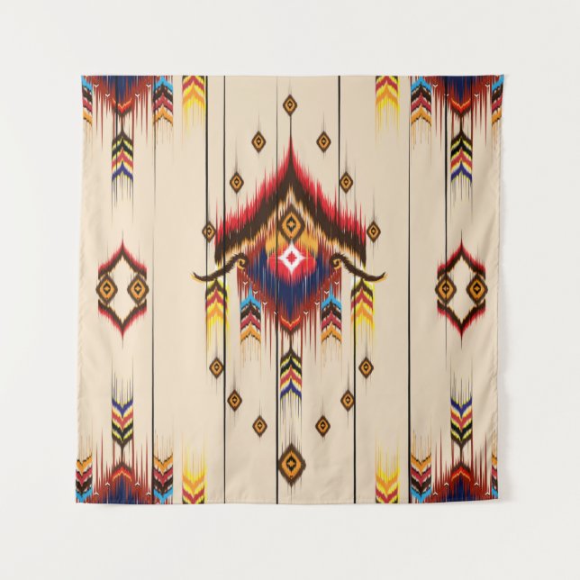 Tapete De Parede Abstract ethnic geometric pattern, Ikat geometric  (Frente)