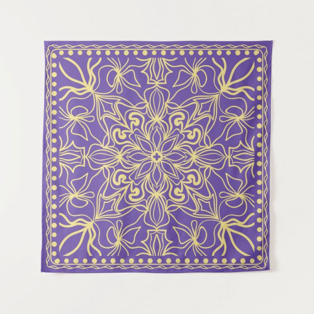 Tapete De Parede Abstract floral pattern. geometry, mandala design  (Frente)