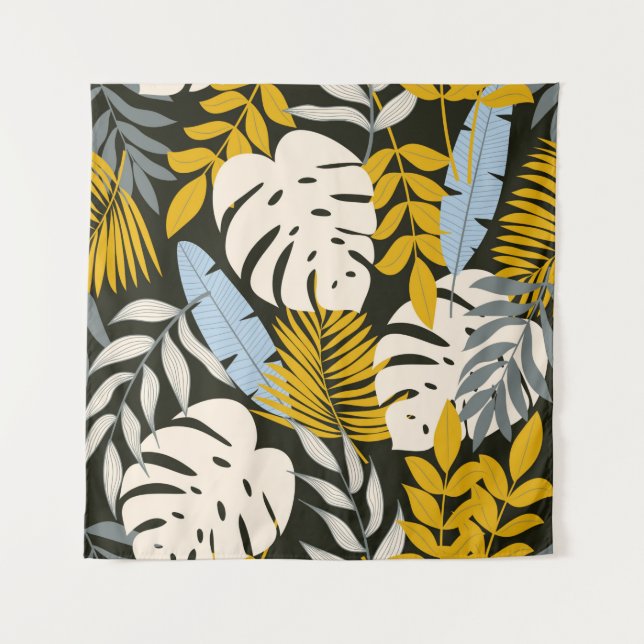 Tapete De Parede Abstract seamless pattern with tropical leaves and (Frente)