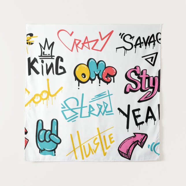 Tapete De Parede Abstract street graffiti lettering elements with g (Frente)